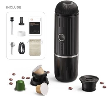 Electric Portable Coffee Maker Compatible with NS Pods and Ground Coffee 19 Bar 100W Wireless Heating Travel Espresso Coffee Maker Machine for Travel / Camping / Office / Home