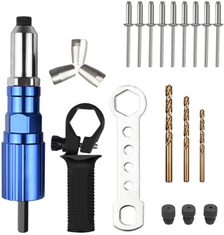 Electric rivet gun 2.4mm-4.8mm core pull riveting conversion head wireless riveting tool with 3 twist drill and 150 Rivet.
