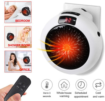 Electric Space Heater Mini Portable Wall Mount Home Office Desktop Warm Air Heater Warmer Fan Silent Remote Fast Heat Thermostat