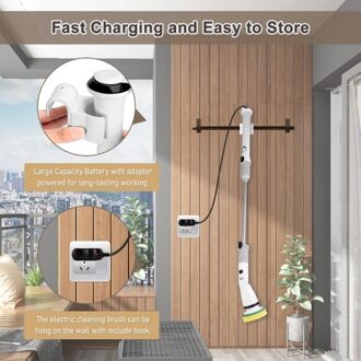 Electric Spin Scrubber Cordless Handheld Cleaning Brush with Adjustable Extension Handle 4 Brush Heads 4000mAH Battery for Kitchen Bathroom Wall Window Floor