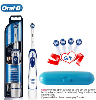 Electric Toothbrush Oral B Brush Rotation Clean Teeth With Timer Waterproof Battery Powered with 4 Gift Heads