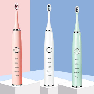 Electric toothbrush ultrasonic USB charger rechargeable waterproof soft toothbrush replaceable brush head set