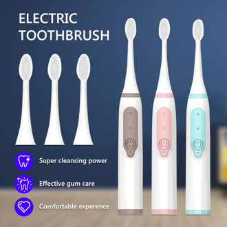 Electric Toothbrush With Replacement Brush Heads Sonic Teeth Brush Soft Deep Clean battery powered oral health For Adults