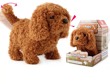 Electric Toy Soft Realistic Teddy Dog Plush Walking Glowing Barking Dog Funny Simulation Moving Plush Stuffed Doll Toys