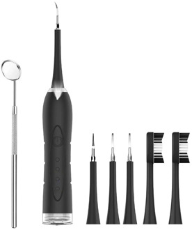 Electric Ultrasonic Dental Scaler Teethbrush Tooth Calculus Remover Cleaner Tooth Stains Tartar Tool with 5 Replaceable Heads