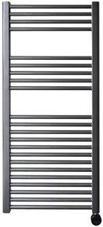 electrische design radiator 111,8 x 45 cm. Gun metal met thermostaat zwart (rechtsonder) HRAEZ451118/M Gunmetal