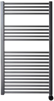 electrische design radiator 111,8 x 60 cm. Gun metal met thermostaat zwart (rechtsonder) HRAEZ601118/M Gunmetal