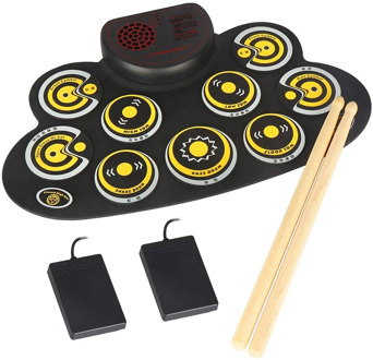 Electronic Drum Set Portable Electronic Roll Up Practice Pad Drum Kit with Built in Speakers Foot Pedals Drumsticks