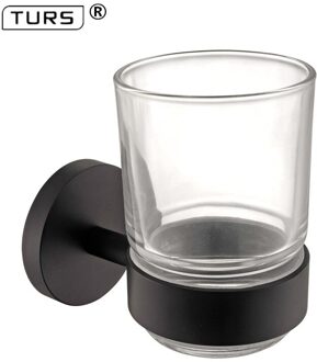 Electroplated Enkele Tandenborstel Glas Cups Holder SUS 304 Roestvrij Staal Zwart Toorhbrush Cup Houders Badkamer Accessoires