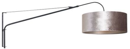 Elegant Classy wandlamp zwart en zilver kap zwart/wit snoer