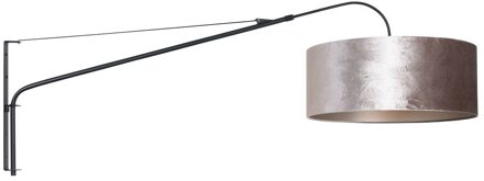 Elegant Classy wandlamp zwart en zilver kap zwart/wit snoer