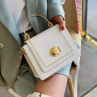 Elegant Female Metal Ring Tote bag 2020 Summer New Quality PU Leather Women's Designer Handbag Lock Chain Shoulder Messenger Bag