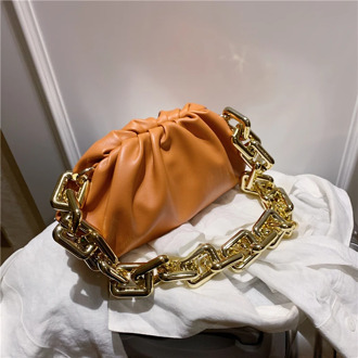 Elegant Female Pleated Tote bag 2020 New High-quality PU Leather Women's Designer Handbag Thick Chain Shoulder Bags Armpit bag