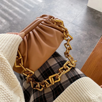 Elegant Female Soft Crossbody Bag 2020 New Quality Leather Women's Designer Handbag Vintage Metal Chain Shoulder Messenger Bag