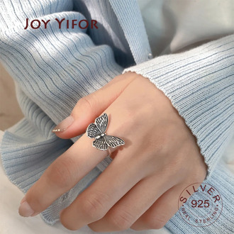 Elegant female Wedding Ring Real 925 Sterling Silver Rings Butterfly Shape With AAA Zircon Jewelry Gift