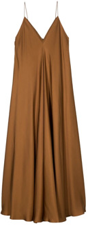Elegant Silk Strap Dress with Wider Hem Róhe , Brown , Dames - M,S