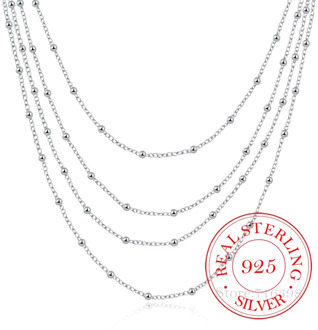 Elegant Women's Accessory Multilayers Beads Design Long Chain 925 Sterling Silver Fashion Necklace For Women Wedding Party Gift