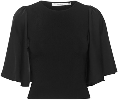Elegant zwart top met korte mouwen Gestuz , Black , Dames - Xl,L,M