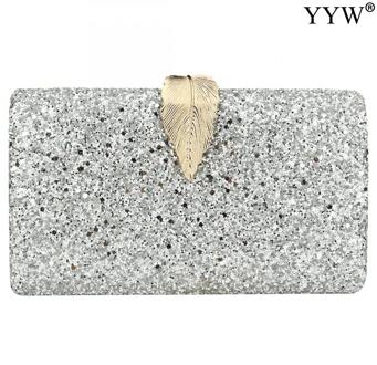 Elegante Avond Clutch Portemonnee Beroemde Box Tas Met Ketting Effen Kleur Schouder Crossbody Tassen Voor Vrouwen Gold Sliver Koppelingen Sequins zilver A