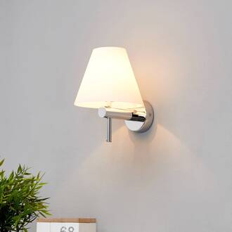 Elegante badkamerlamp Violetta, wandmontage wit gesatineerd, chroom