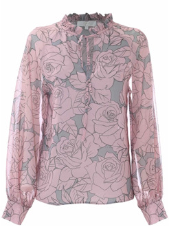 Elegante blouse met ruches Kocca , Pink , Dames - Xl,L,M,S,Xs