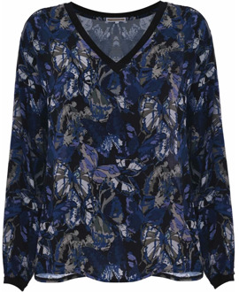 Elegante blouse met vlinderpatroon Kocca , Blue , Dames - Xl,L,M,S,Xs