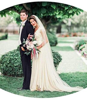 Elegante Bruiloft Accessoires 3 Meter 2 Layer Bruiloft Sluier Wit Ivoor Eenvoudige Bruidssluier Met Kam Wedding Veil Beige
