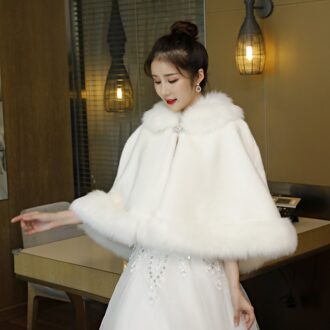 Elegante Bruiloft Jas Vrouwen Faux Fur Bolero Bridal Wraps Sjaals Warm Winter Sjaal wit