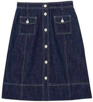 Elegante Denim Rok met Stijlvolle Details Ines De La Fressange Paris , Blue , Dames - 2XS