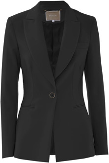 Elegante getailleerde jas met revers Kocca , Black , Dames - Xl,L,M,S