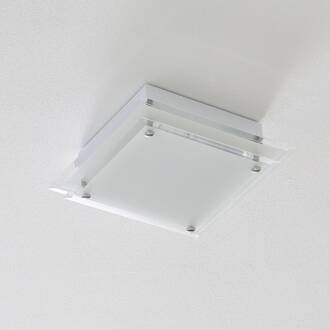 Elegante glazen plafondlamp Maggie, 30 x 30 cm zilver, wit gesatineerd