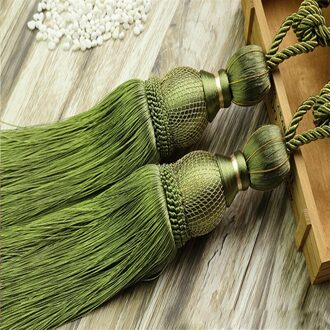 Elegante Gordijn Tiebacks Kwastje Touw Tie Terug Gordijn Houder Room Window Fringe Kwasten Gordijn Onderdelen Home Decor leger groen