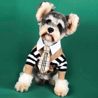 Elegante Hond Gestreepte Stropdas Trui Zachte Puppy Vest Outfit Huisdier Gebreide Trui Schnauzer Terrier Hond Jas Puppy Kleding Xxl