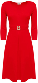 Elegante Jurk met Logo Riem Blugirl , Red , Dames - L,S