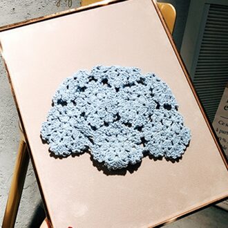 Elegante Katoen Baret Hollow Out Bloemen Decoratieve Hand Verslaafd Herfst Dames Pure Kleur Etnische Stijl Dome Kunstenaar Baret Hoed blauw