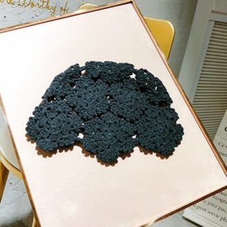 Elegante Katoen Baret Hollow Out Bloemen Decoratieve Hand Verslaafd Herfst Dames Pure Kleur Etnische Stijl Dome Kunstenaar Baret Hoed zwart