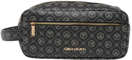 Elegante Kosmetische Tas met Logoprint Carlo Colucci , Black , Dames - ONE Size