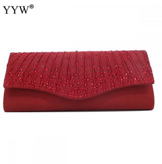 Elegante Kralen Vrouwen Avond Koppelingen Tas Diamanten Vrouwelijke Crossbody Tas Dames Envelop Purse Voor Party Roze Handtassen Dames rood