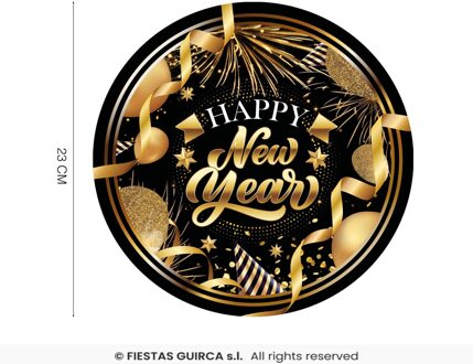 Elegante Nieuwjaar Bordjes 23cm (6st) Multikleur - Print