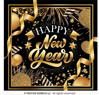 Elegante Nieuwjaar Servetten Zwart/Goud (20st)