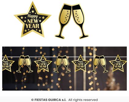 Elegante Nieuwjaar Slinger Champagne (3m) Multikleur - Print