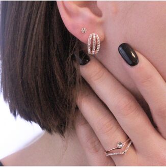 Elegante oorbellen - Oostenrijks kristal Wit en roségoud