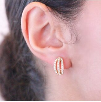 Elegante oorbellen - Oostenrijks kristal Wit & Goud - One Size