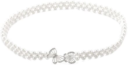 Elegante Parel Taille Ketting Vrouwen Jurk Vlinder Hanger Streetwear Broek Tailleband Riem Ketting Kleding Accessoires Sieraden stijl Two