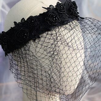 Elegante Retro Zwart Mesh Cover Kralen Haar Accessoire Wedding Party Hoed Voor Vrouwen Mode Tovenaar Wedding Party Hoed Sluier Headdress
