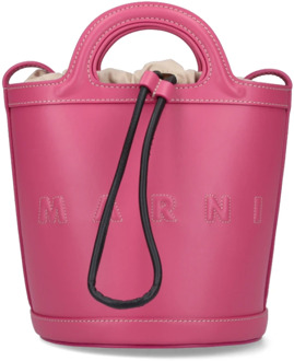 Elegante Roze Leren Bucket Tas Marni , Pink , Dames - ONE Size