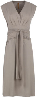 Elegante taupe overslag midi-jurk in jersey - EU 36 / UK 8