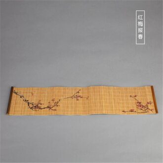 Elegante Thee Lade Servet Doek Waterdicht Tafelloper Thee Mat Theeceremonie Accessoires Handgemaakte Bamboe Home Dienblad pruim blossom