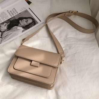 Elegante Vrouwelijke Flap Vierkante Tas Pu Leer Vrouwen Handtas Reizen Keten Schoudertas Messenger Bag 19 CM khaki