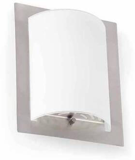 Elegante wandlamp DIULA-1 nikkel, 20 cm mat nikkel, wit
